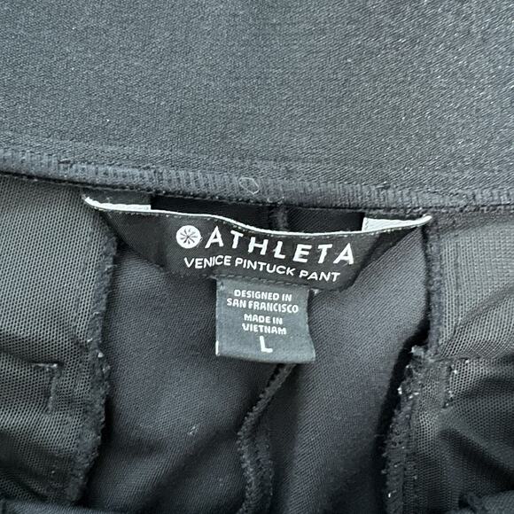 Athleta Venice Pintuck Ankle Pants Pull On Black High Rise 597887 Size Large - Picture 8 of 11